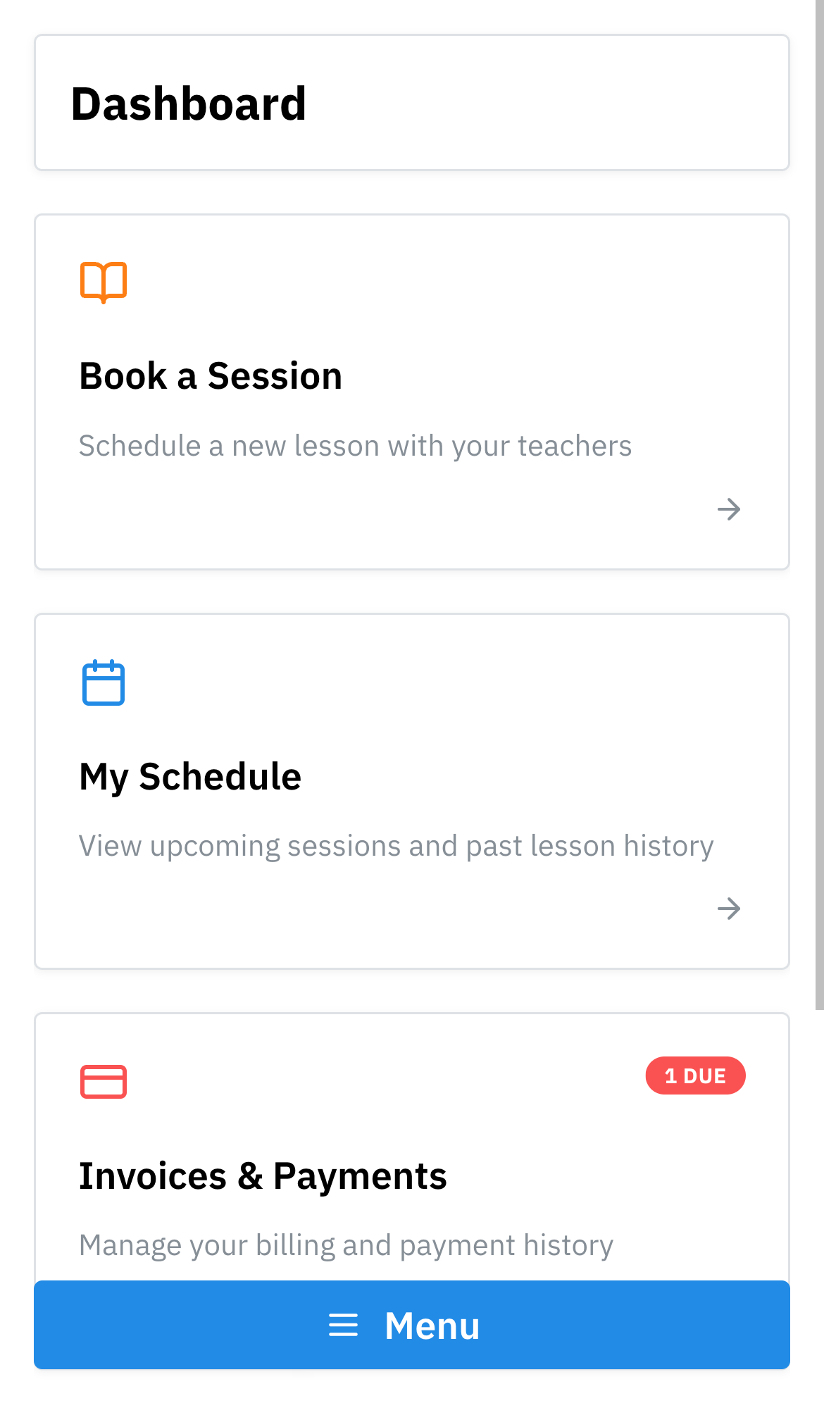 StudioKit member dashboard on mobile